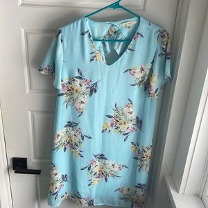 Blue floral dress with keyhole back